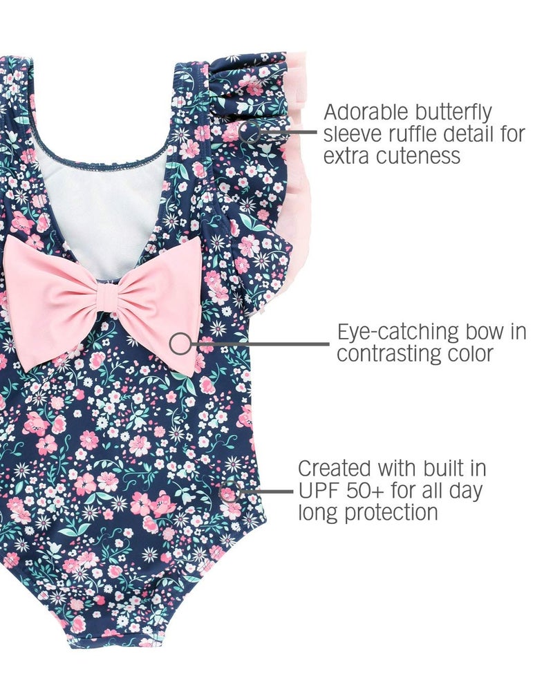 RuffleButtsÂ® Girls Moonlit Meadow Butterfly Sleeve One Piece - 6 - Image 4
